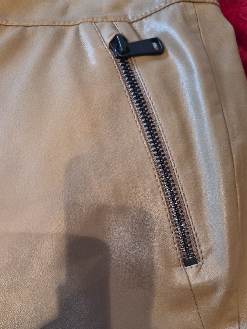Wilsons Leather Camel Faux Leather Top And A Skirt PTP 21 LENTH 30 waist 15" - Picture 5 of 6